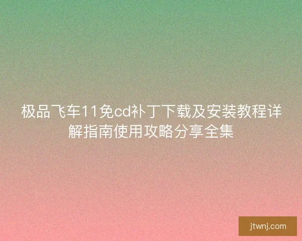极品飞车11免cd补丁下载及安装教程详解指南使用攻略分享全集
