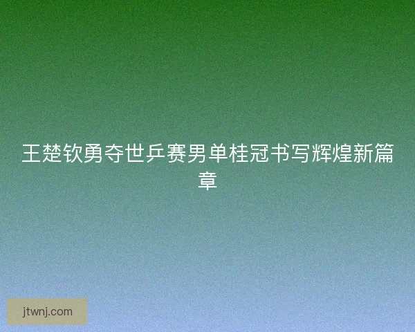 王楚钦勇夺世乒赛男单桂冠书写辉煌新篇章
