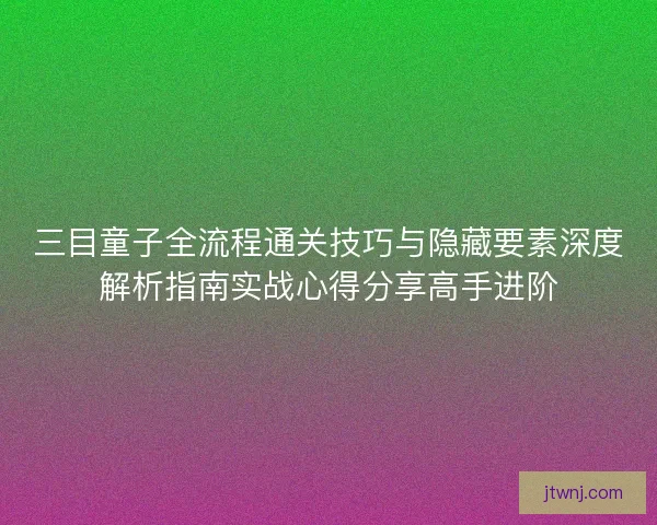 三目童子全流程通关技巧与隐藏要素深度解析指南实战心得分享高手进阶